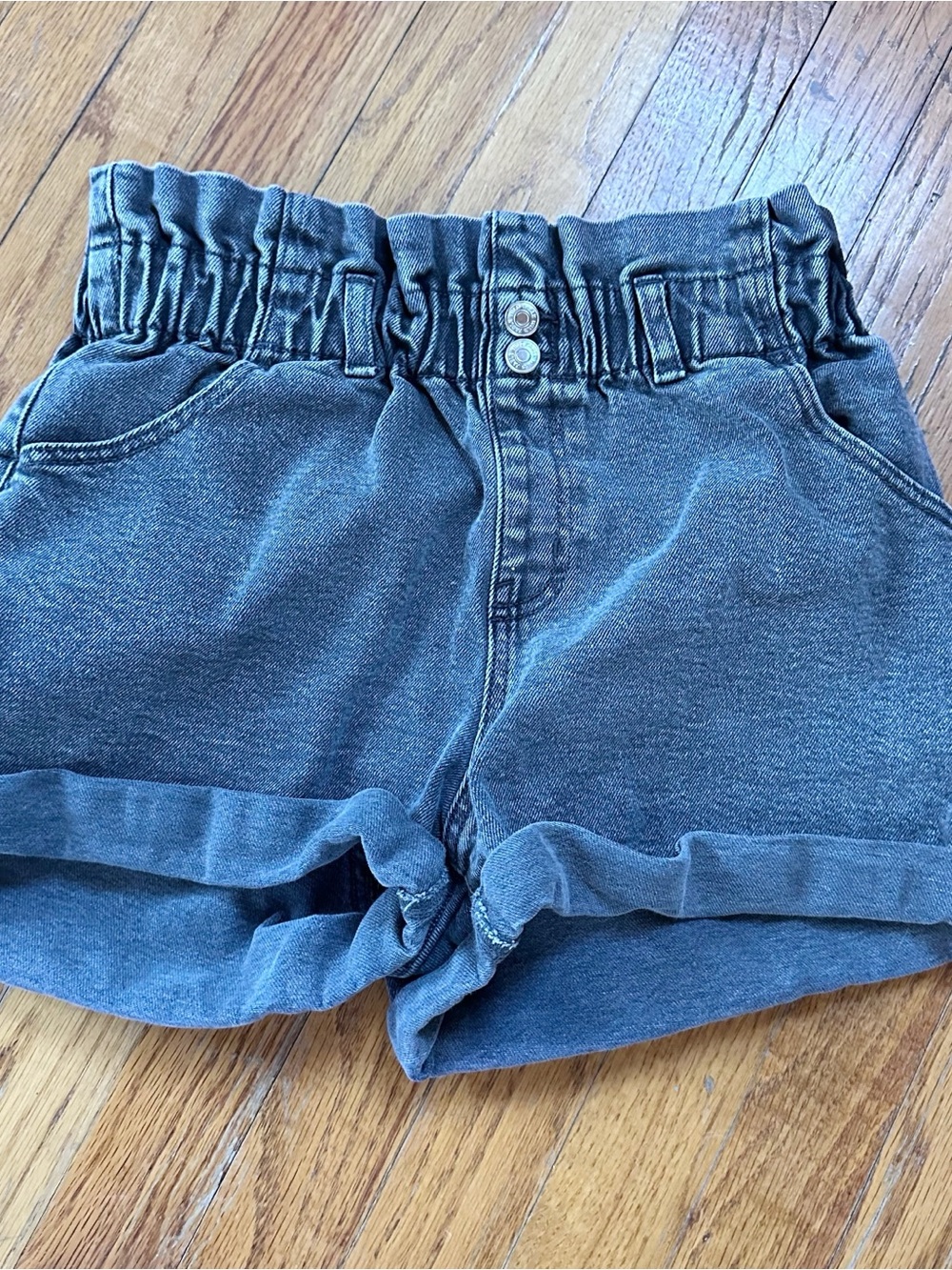 Wild Fable High-Waist Paperbag Denim Shorts - Washed Black